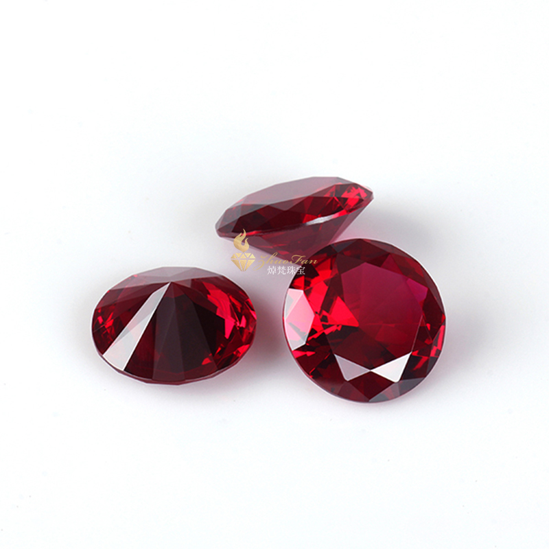 Ruby#5 Round Shape Diamond Cut Corundum Synthetic Stones