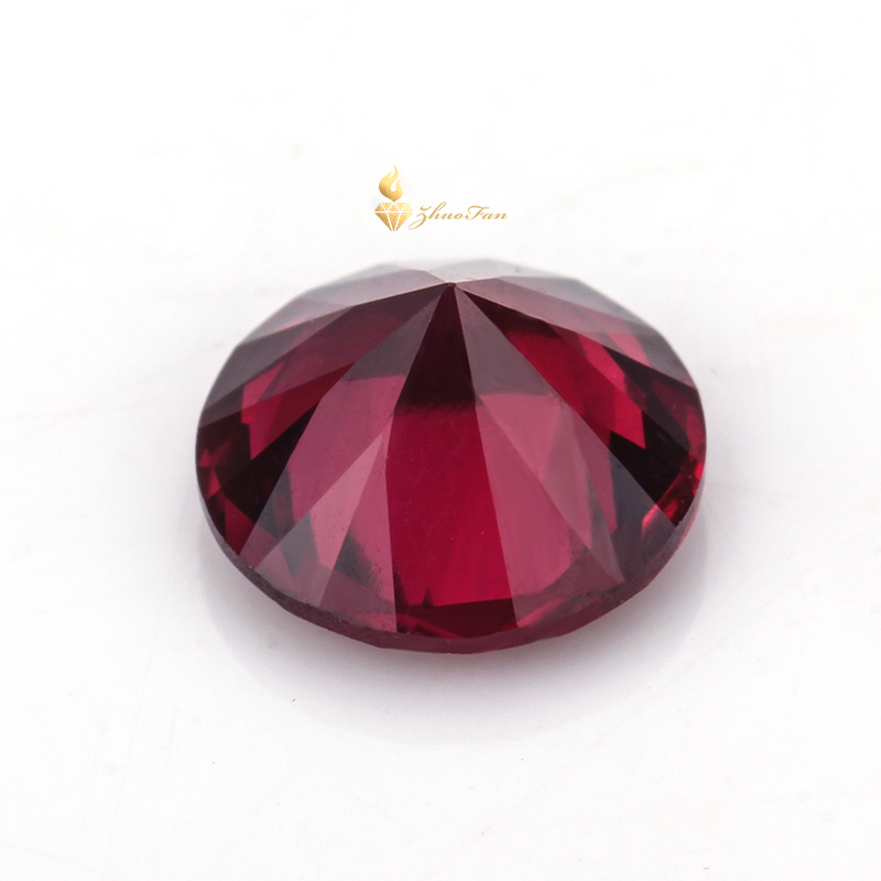 Ruby #8 Dark Red Corundum Round Diamond Cut For Sale