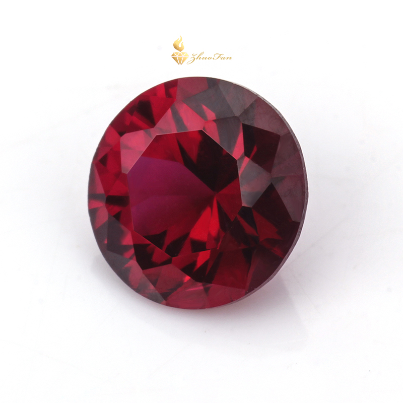 Ruby #8 Dark Red Corundum Round Diamond Cut For Sale