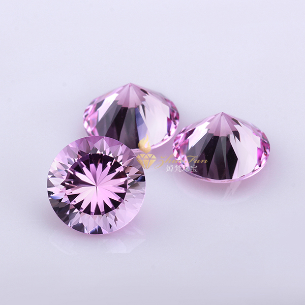 Pink sapphire Ruby#2 Corundum Round Shape 16 Hearts & 16 Arrows Cut Lab Created Stones