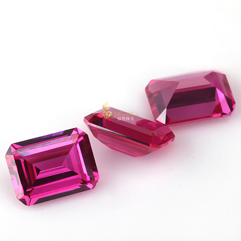 Pink Sapphire Ruby#3 Synthetic Corundum Octagon Emerald Cut For Sale