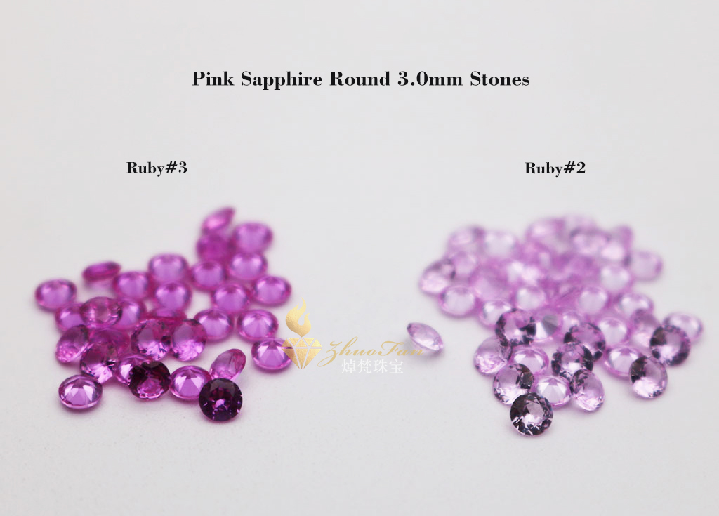 Pink sapphire Ruby#2 Corundum Round Shape 16 Hearts & 16 Arrows Cut Lab Created Stones