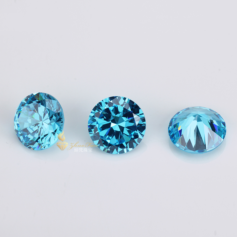 Aqua blue Round Shape Cubic Zirconia stones