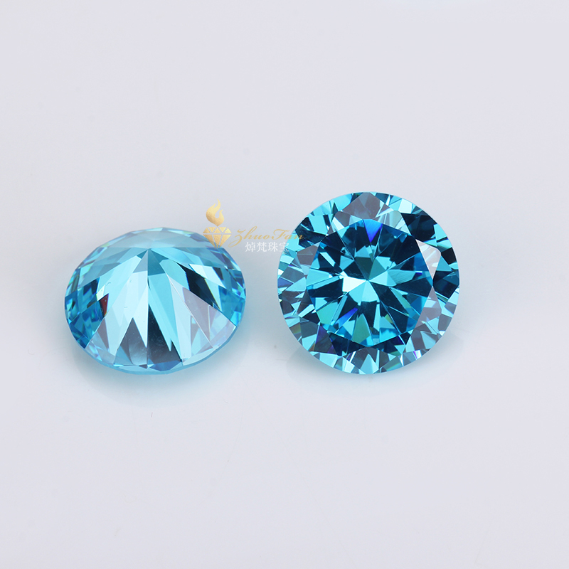 Aqua blue Round Shape Cubic Zirconia stones