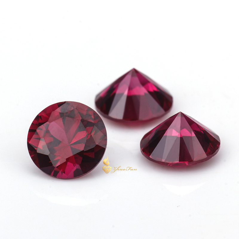 Ruby #8 Dark Red Corundum Round Diamond Cut For Sale