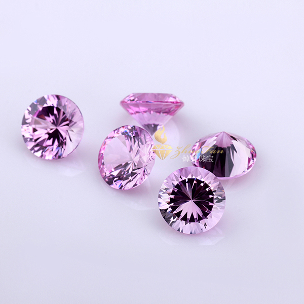 Pink sapphire Ruby#2 Corundum Round Shape 16 Hearts & 16 Arrows Cut Lab Created Stones