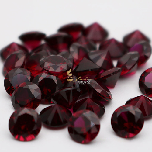 Ruby #8 Dark Red Corundum Round Diamond Cut For Sale