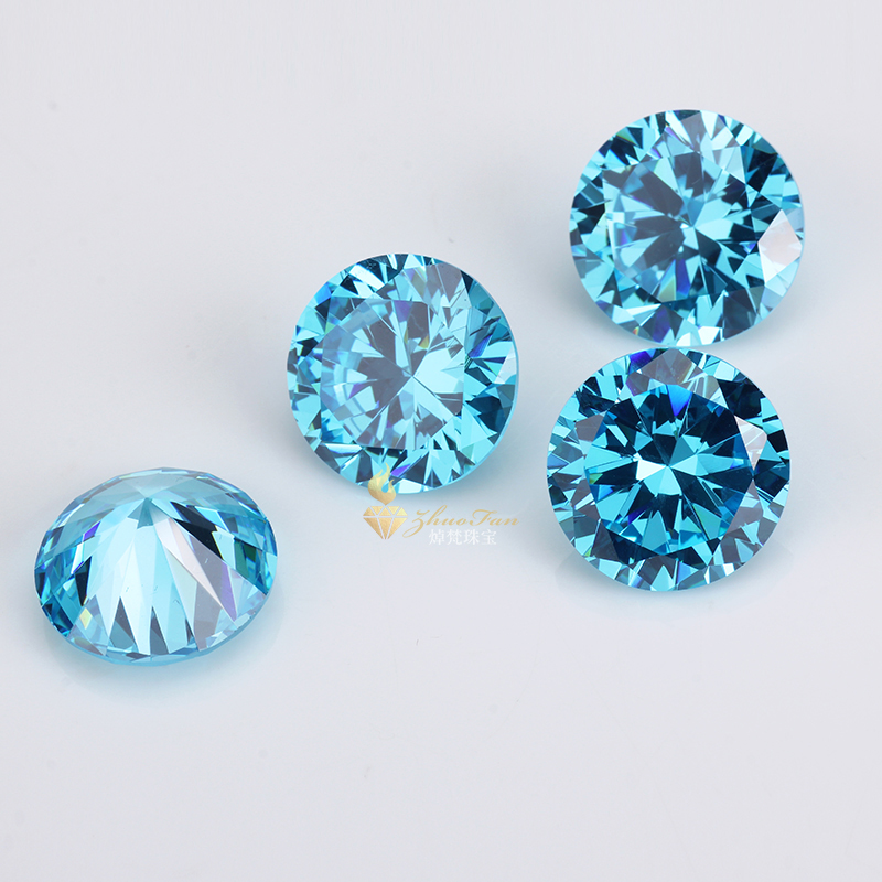 Aqua blue Round Shape Cubic Zirconia stones