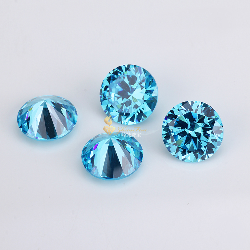 Aqua blue Round Shape Cubic Zirconia stones