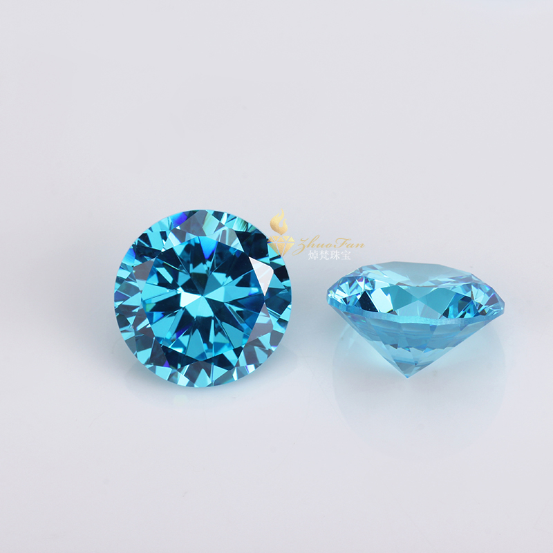 Aqua blue Round Shape Cubic Zirconia stones