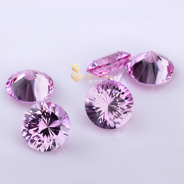 Pink sapphire Ruby#2 Corundum Round Shape 16 Hearts & 16 Arrows Cut Lab Created Stones