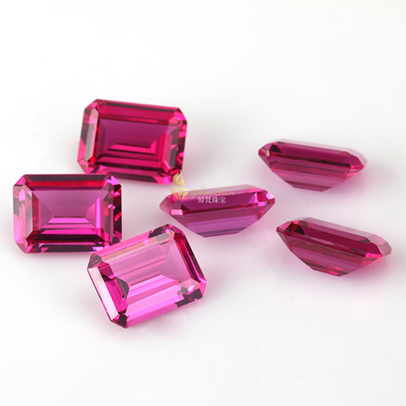 Pink Sapphire Ruby#3 Synthetic Corundum Octagon Emerald Cut For Sale