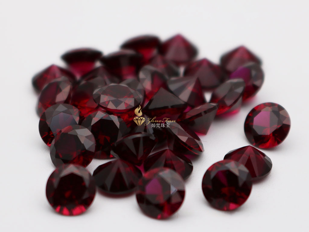 Ruby #8 Dark Red Corundum Round Diamond Cut For Sale