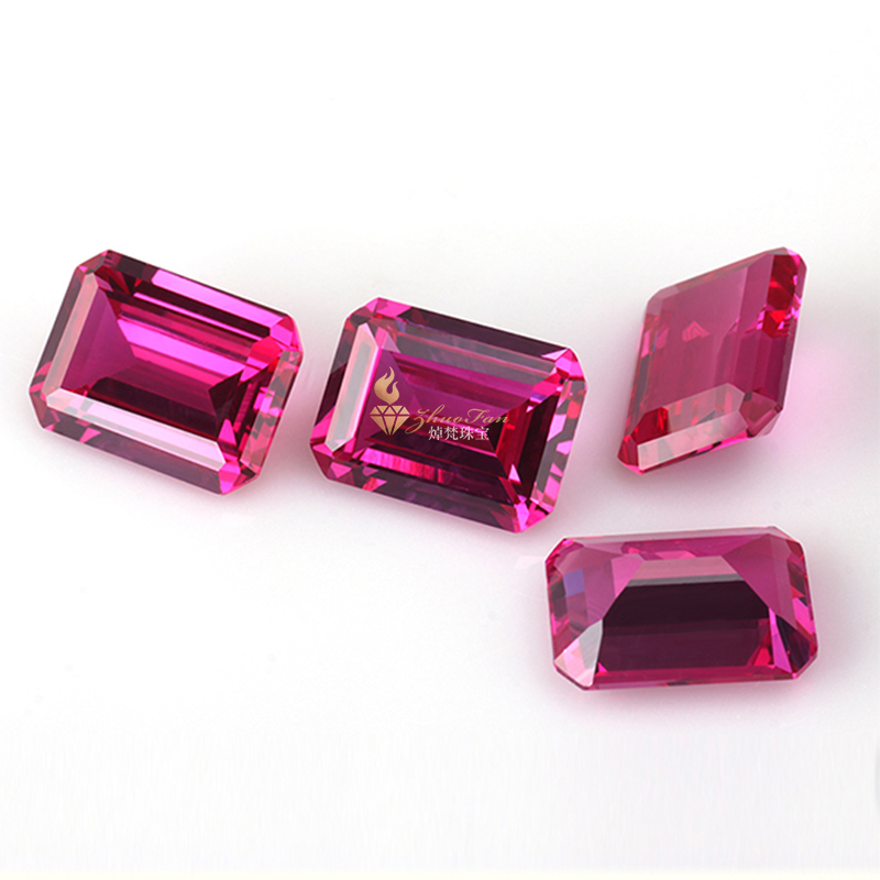 Pink Sapphire Ruby#3 Synthetic Corundum Octagon Emerald Cut For Sale