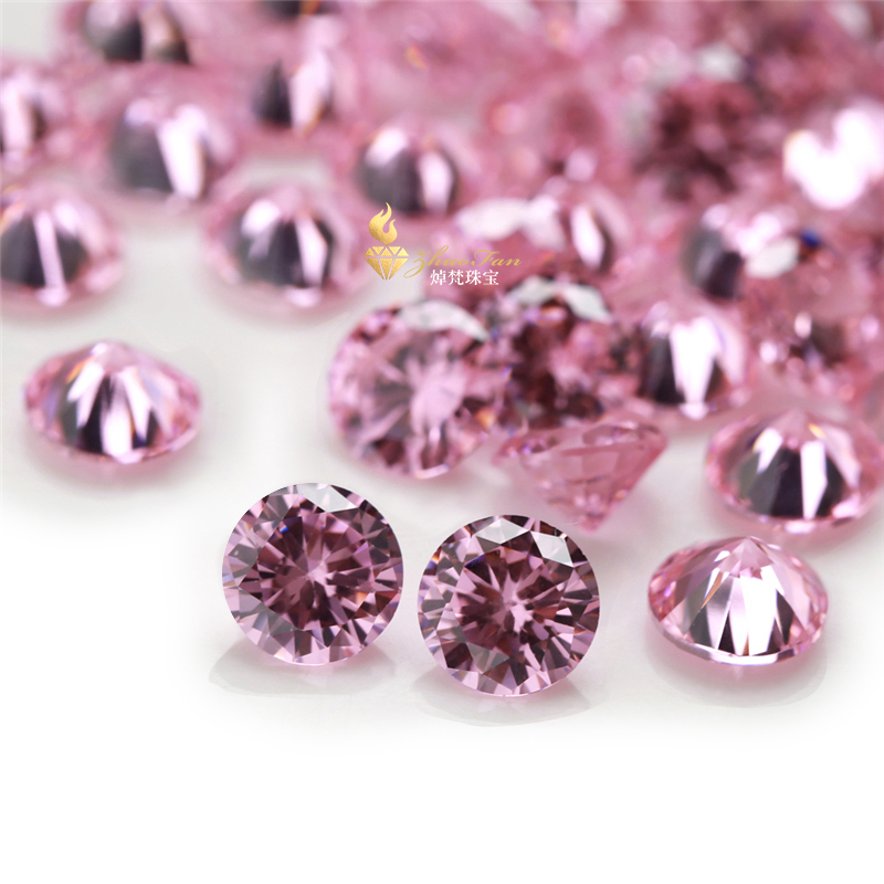 Cubic Zirconia Pink Color Round Shape gemstones