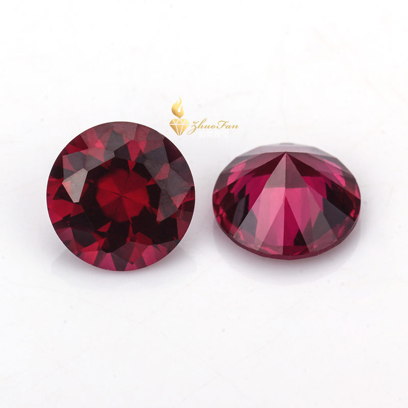 Ruby #8 Dark Red Corundum Round Diamond Cut For Sale