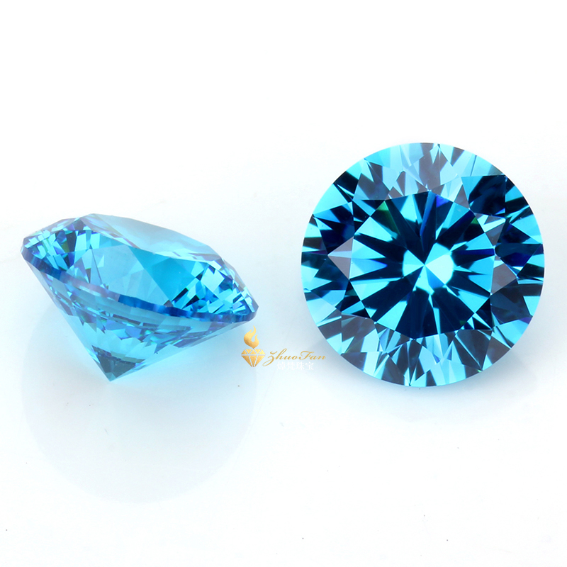 Aqua blue Round Shape Cubic Zirconia stones