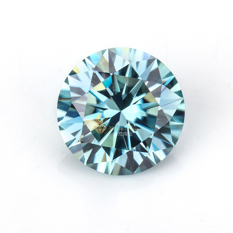 Moissanite Stone Light Blue Color Round Shape