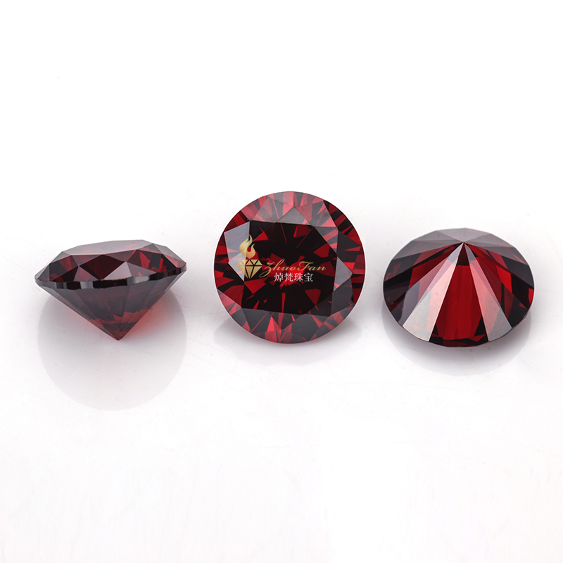 Round Garnet Red Cubic Zirconia Gemstones