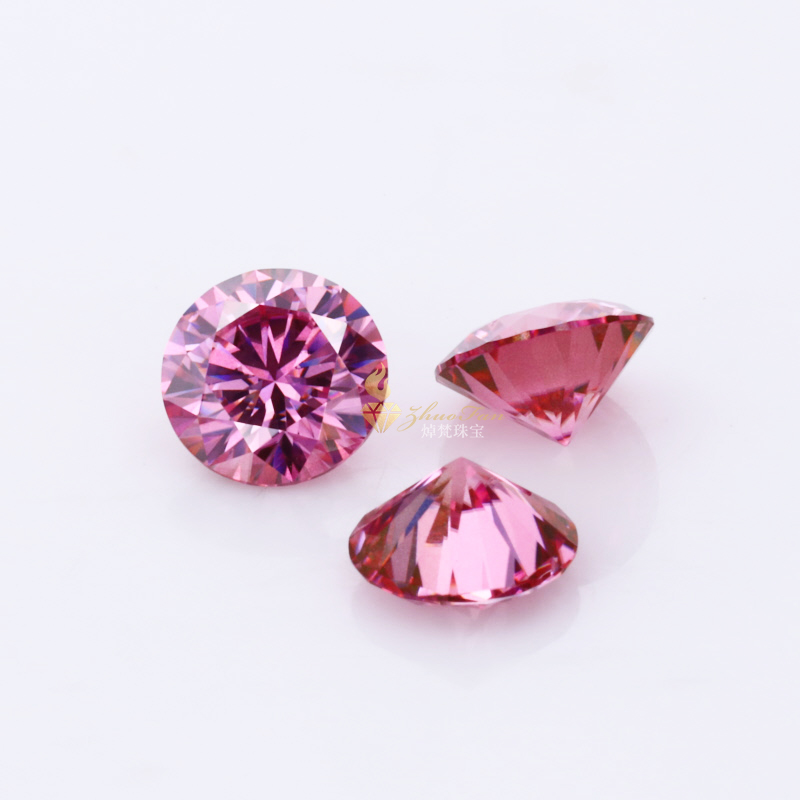 Loose Moissanite Pink Color Round Diamonds