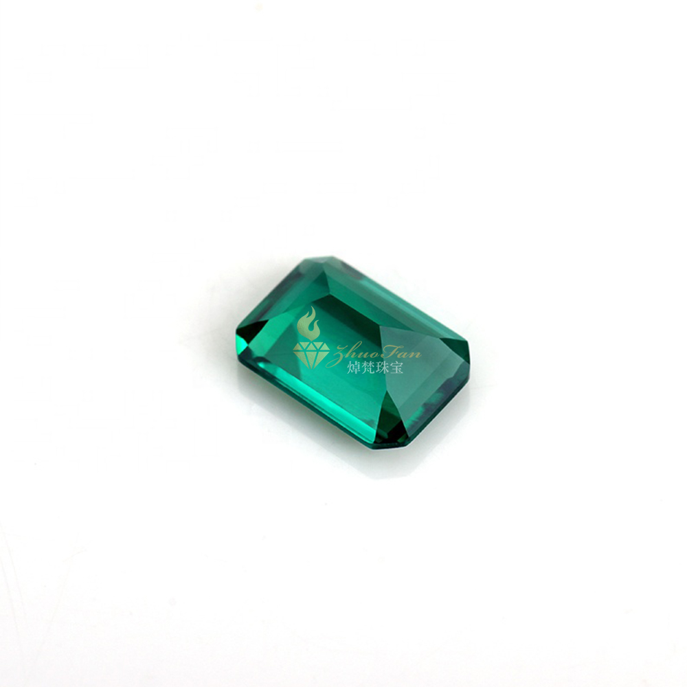 Lab Created Emerald Zambia Green Emerald Cut stones