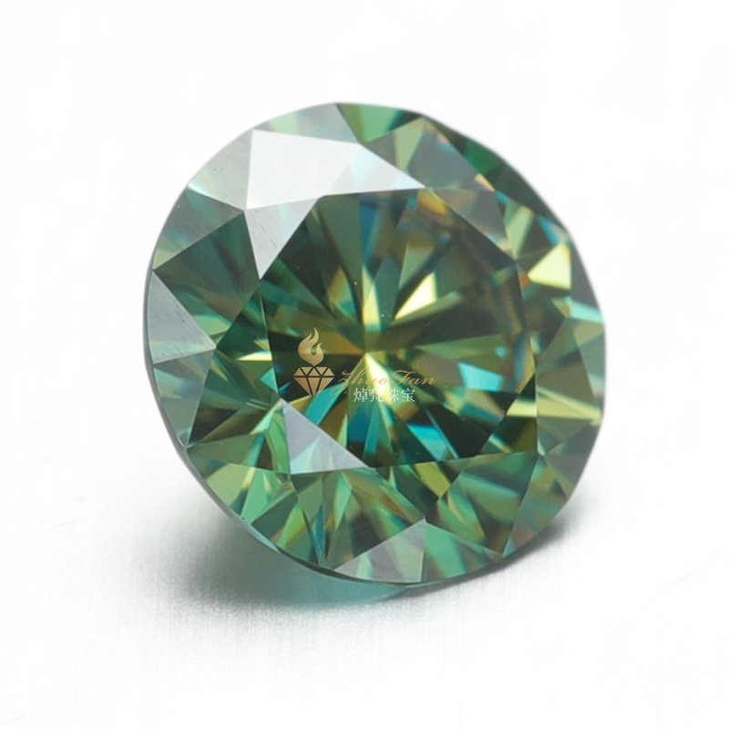 Loose Moissanite stones Green Color Round Diamond Cut