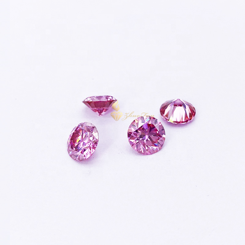 Loose Moissanite Pink Color Round Diamonds