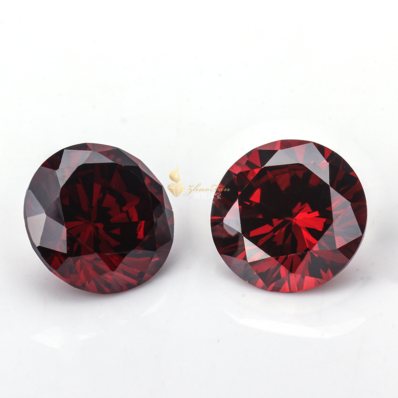 Round Garnet Red Cubic Zirconia Gemstones