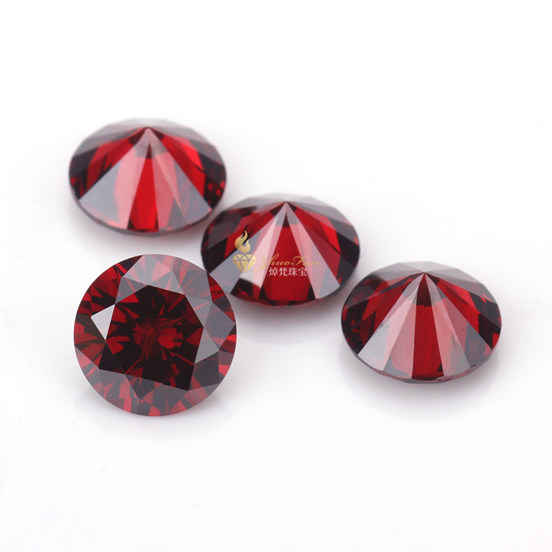 Round Garnet Red Cubic Zirconia Gemstones