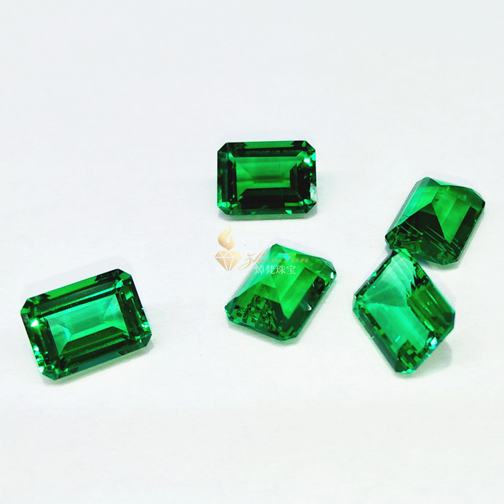 Lab Created Emerald Gems Columbia Green Emerald Cut