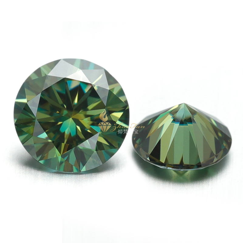 Loose Moissanite stones Green Color Round Diamond Cut