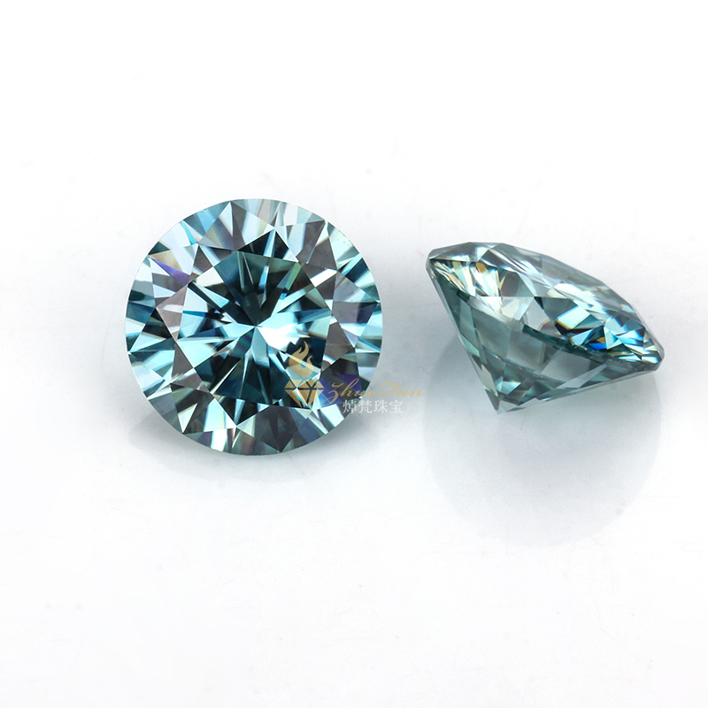 Moissanite Stone Light Blue Color Round Shape