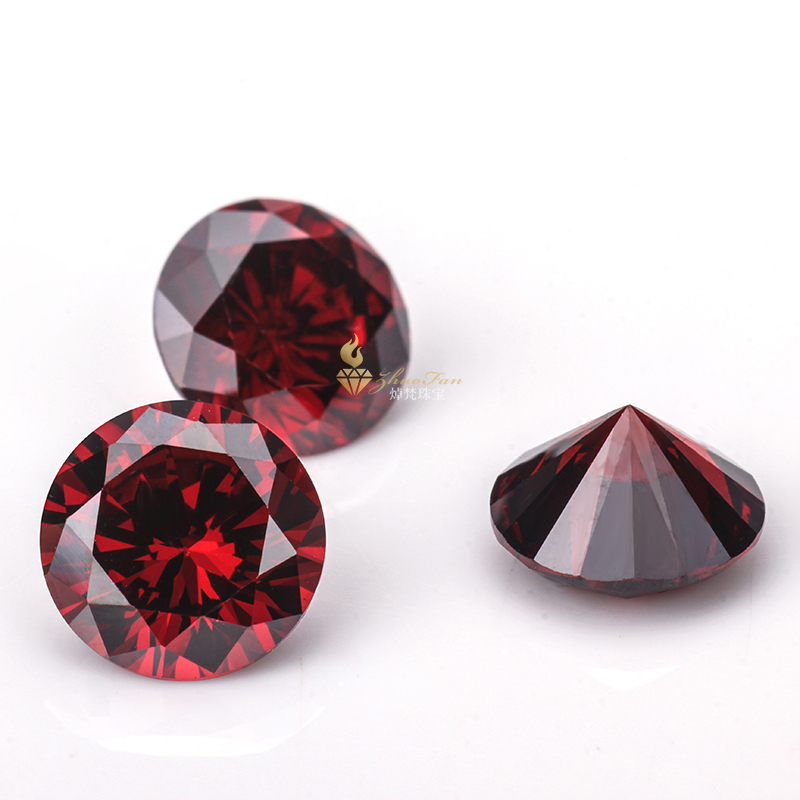 Round Garnet Red Cubic Zirconia Gemstones