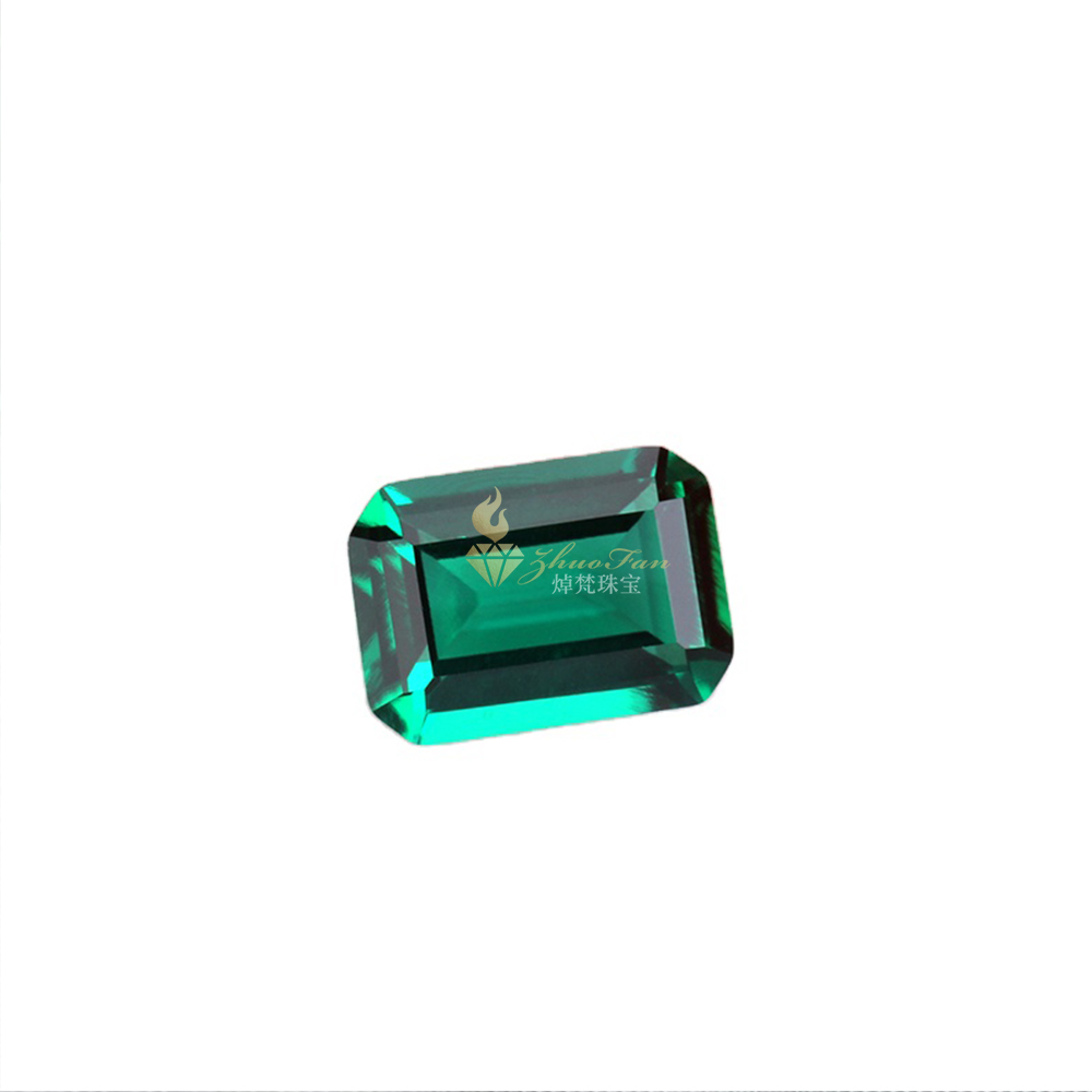 Lab Created Emerald Zambia Green Emerald Cut stones