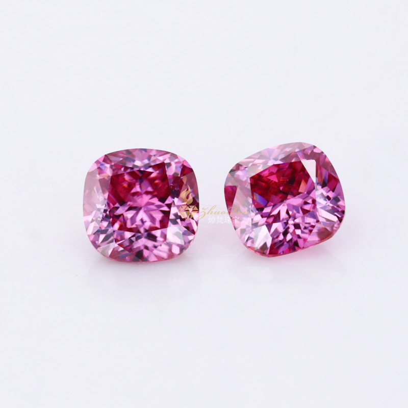 Loose Moissanite Pink Color Cushion Shape