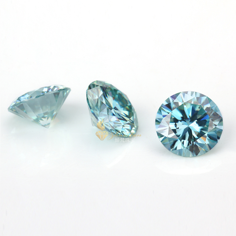 Moissanite Stone Light Blue Color Round Shape