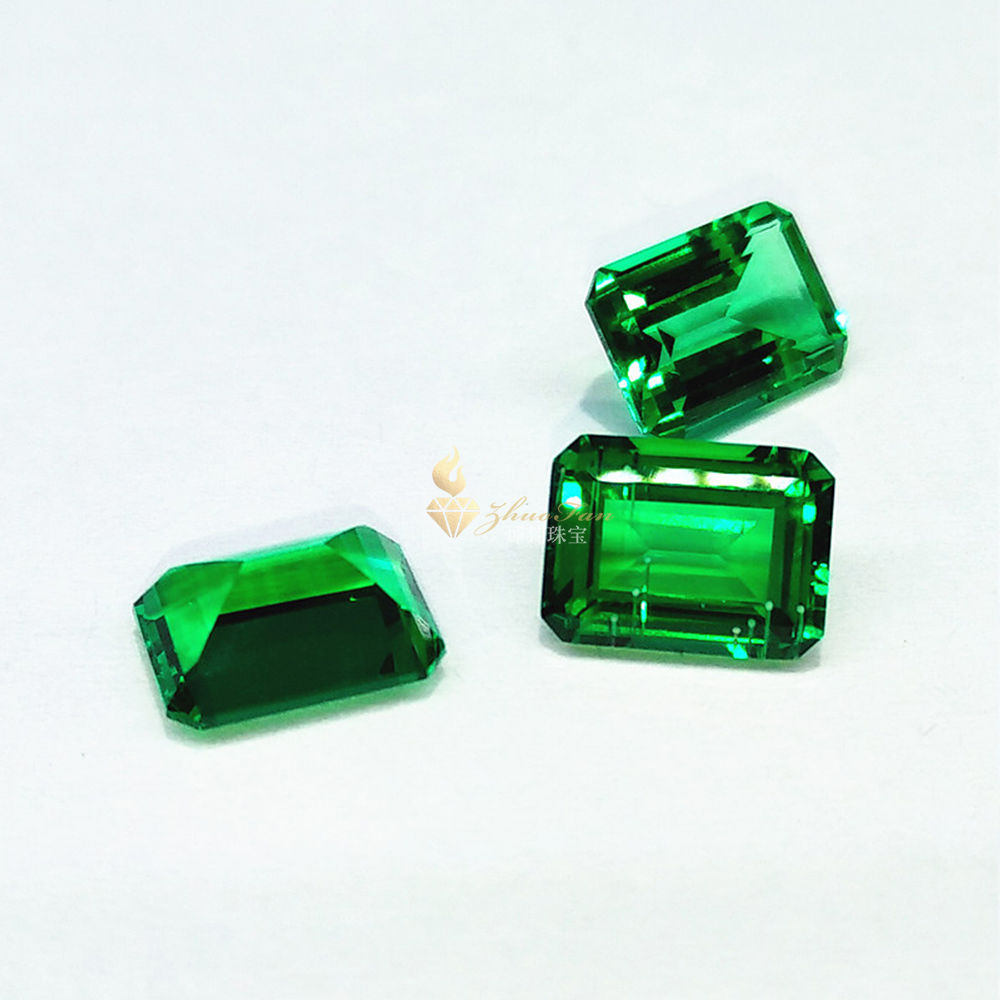 Lab Created Emerald Gems Columbia Green Emerald Cut