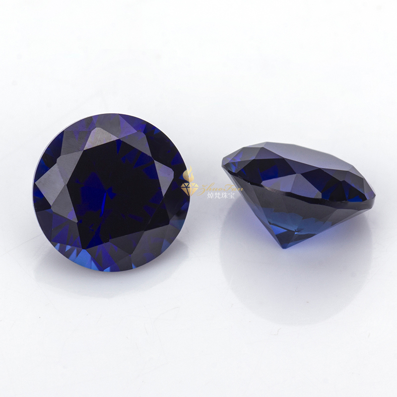 Round Blue sapphire#34 Synthetic Corundum Gemstones 