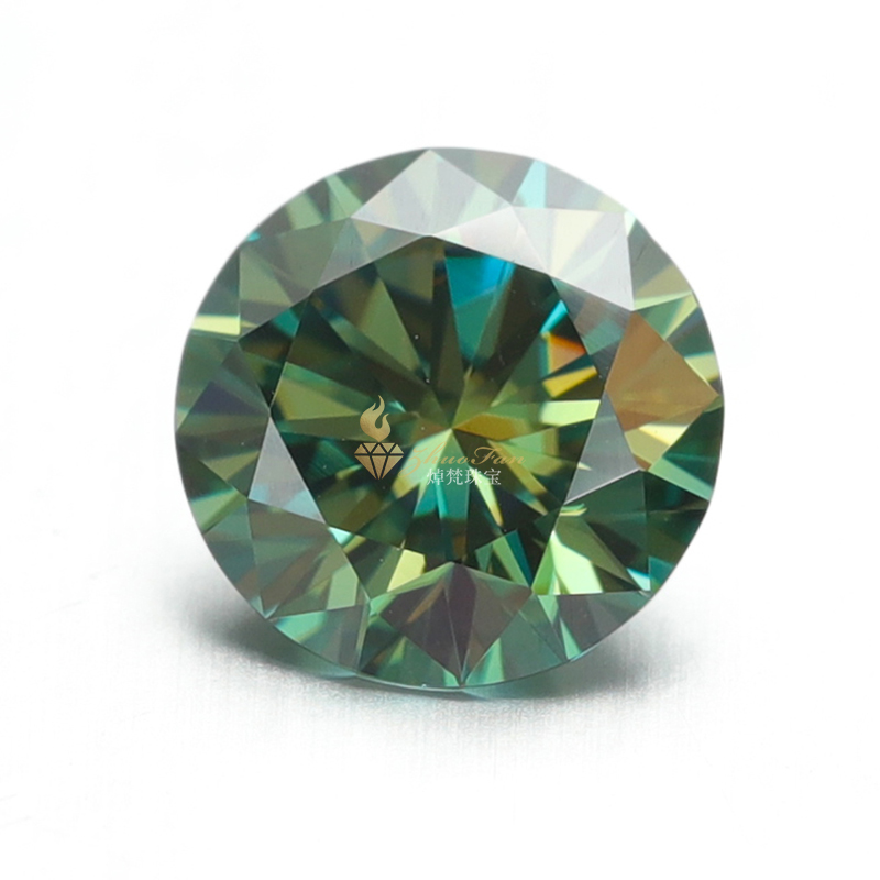 Loose Moissanite stones Green Color Round Diamond Cut