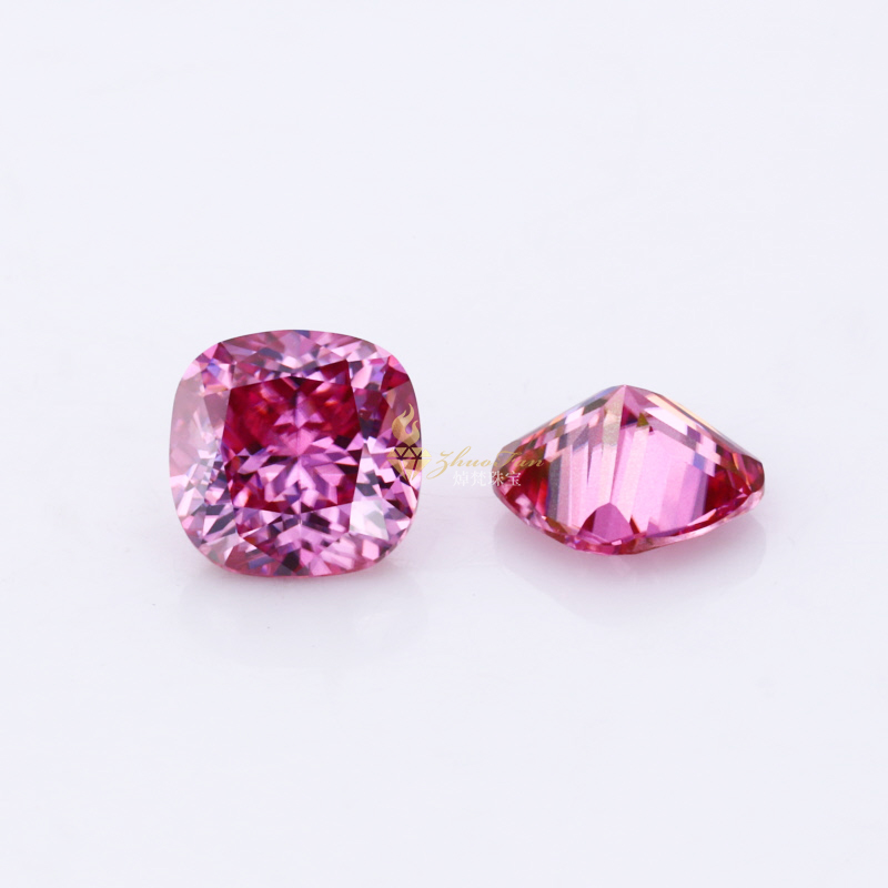 Loose Moissanite Pink Color Cushion Shape