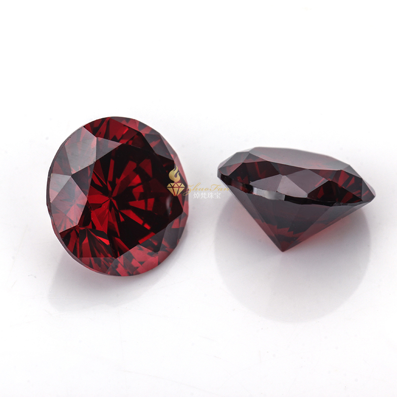 Round Garnet Red Cubic Zirconia Gemstones