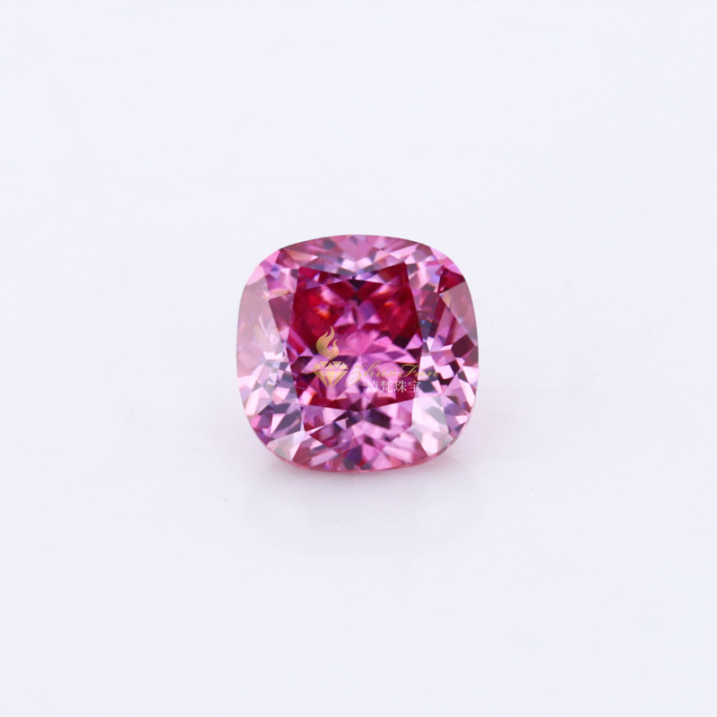 Loose Moissanite Pink Color Cushion Shape