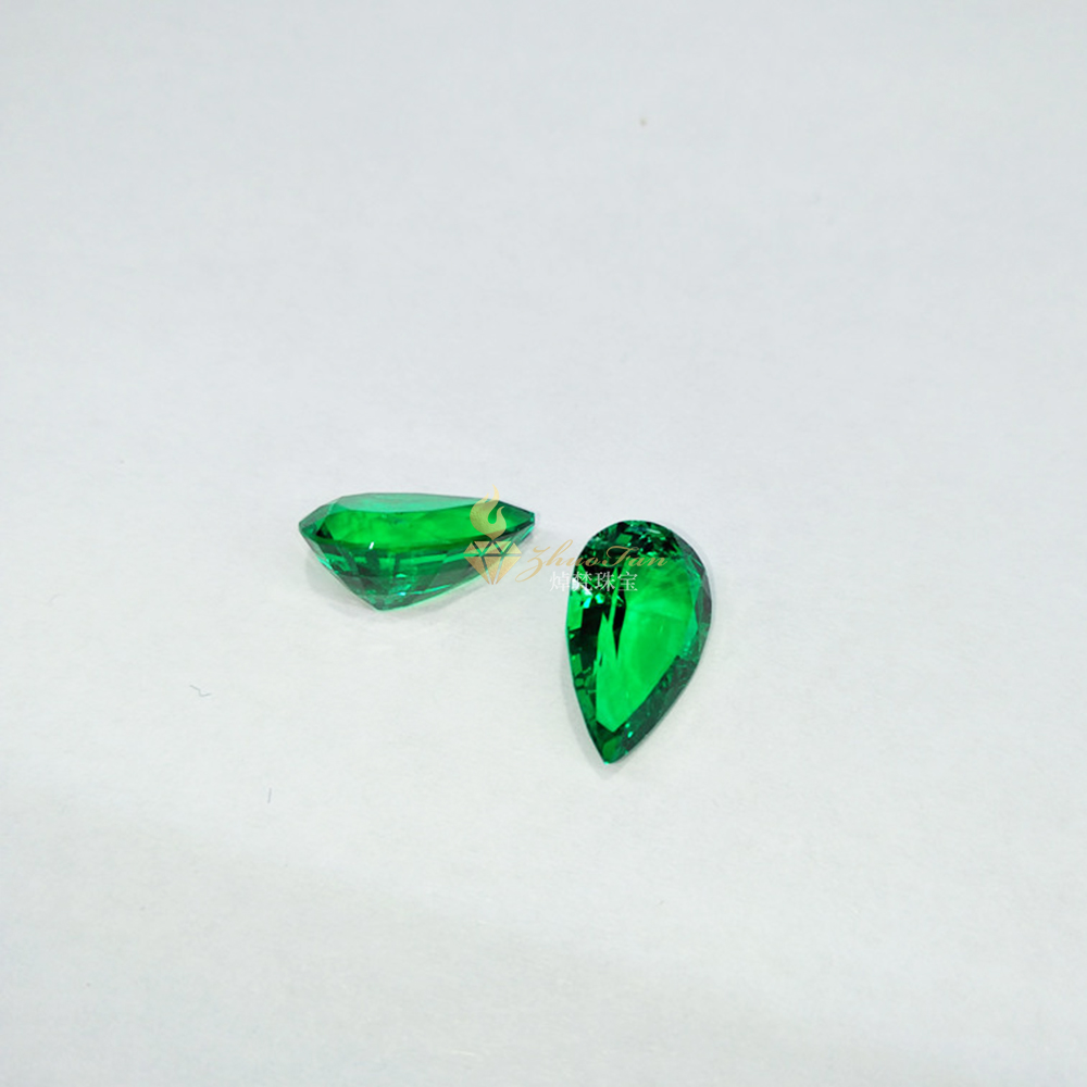 Lab Created Emerald Stones Colombia Green Pear Cut