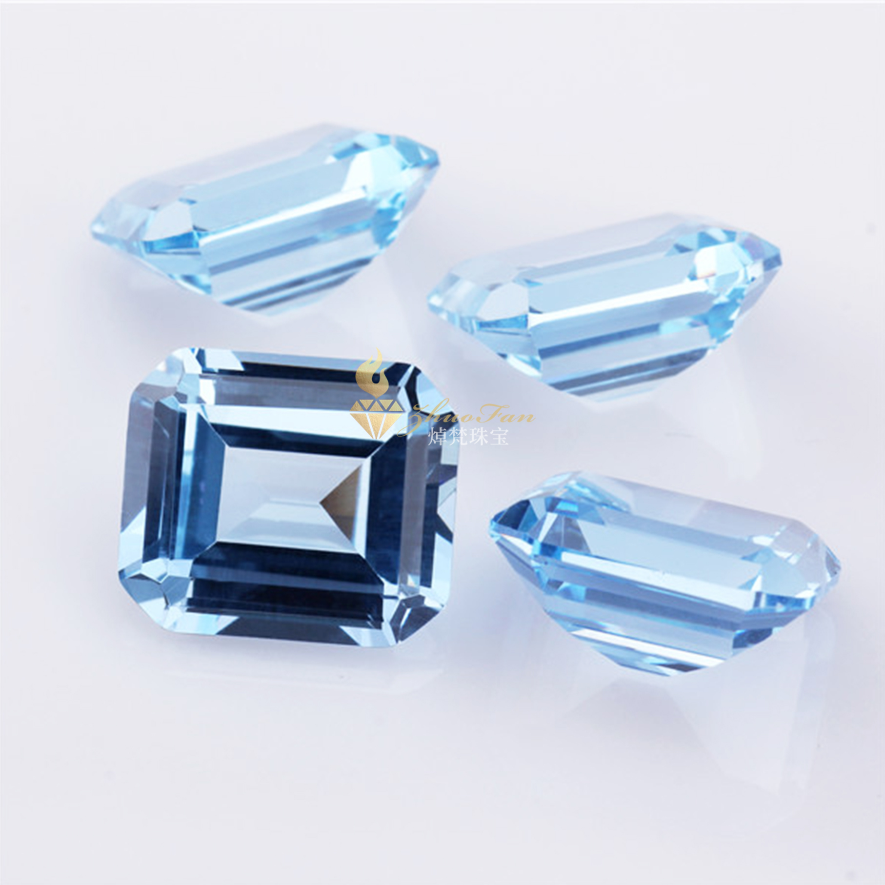 Synthetic Spinel#104 Light Aquamarine Blue Octagon Shape Emerald Cut