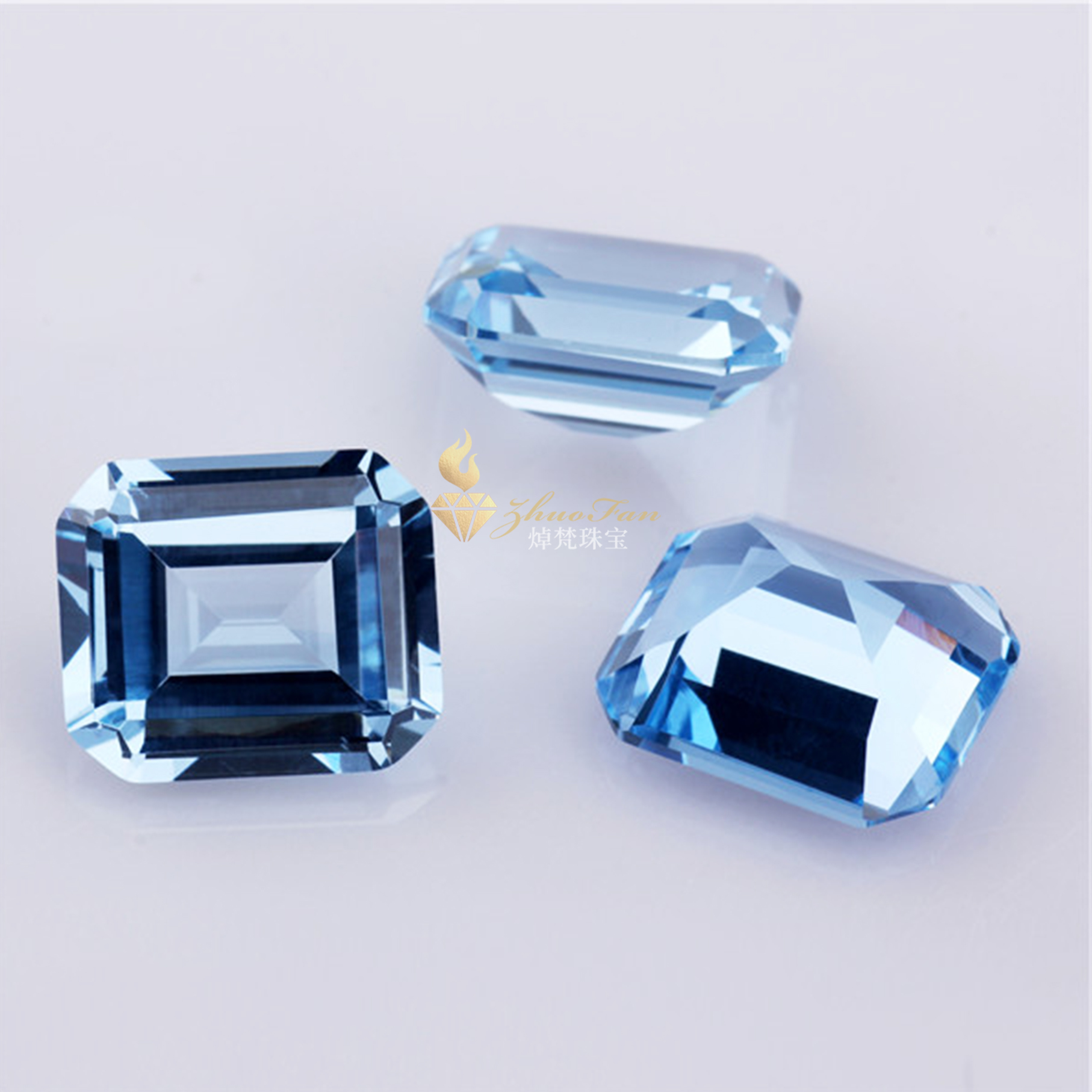 Synthetic Spinel#104 Light Aquamarine Blue Octagon Shape Emerald Cut