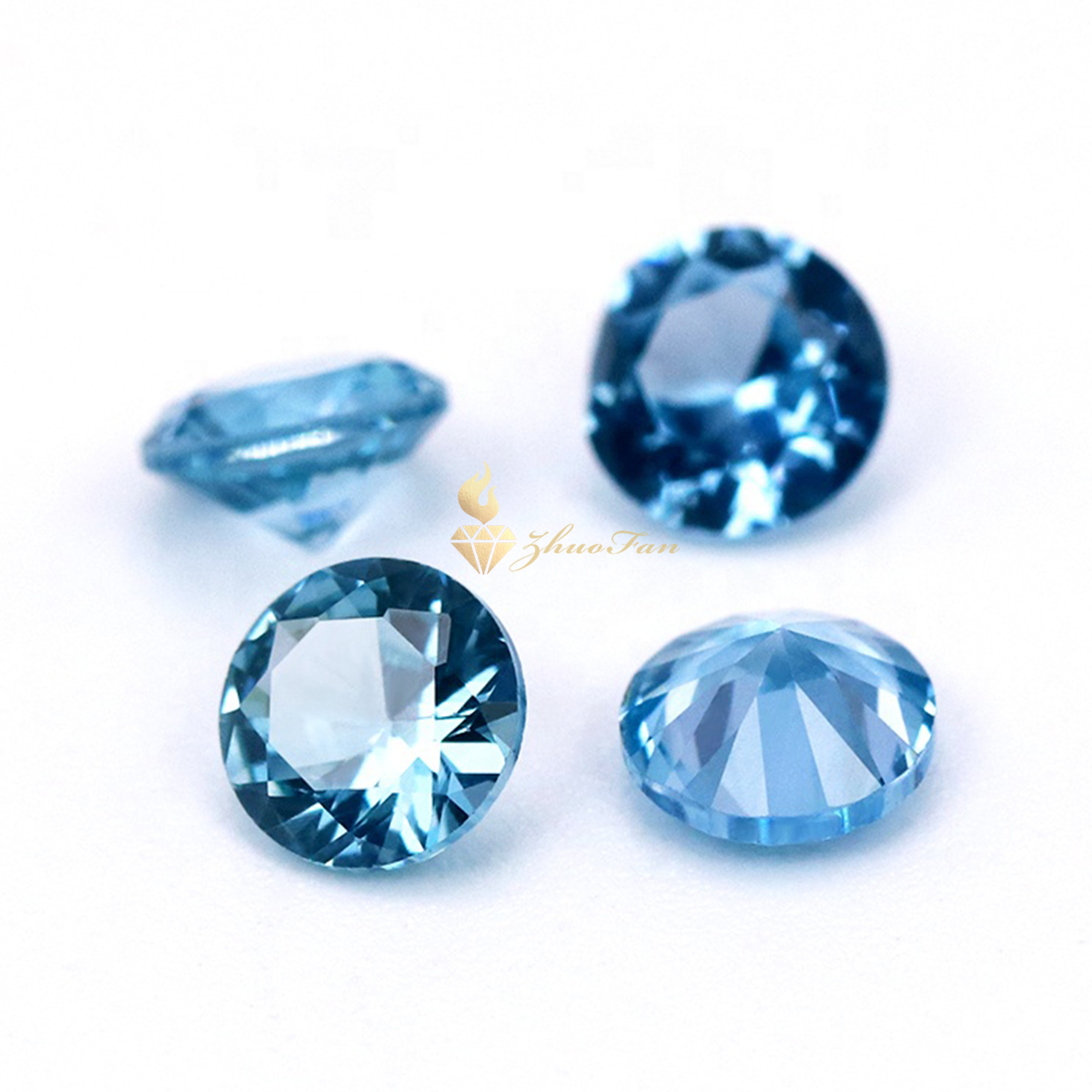 Synthetic Spinel Gemstones Blue Zircon 120# Round Shape