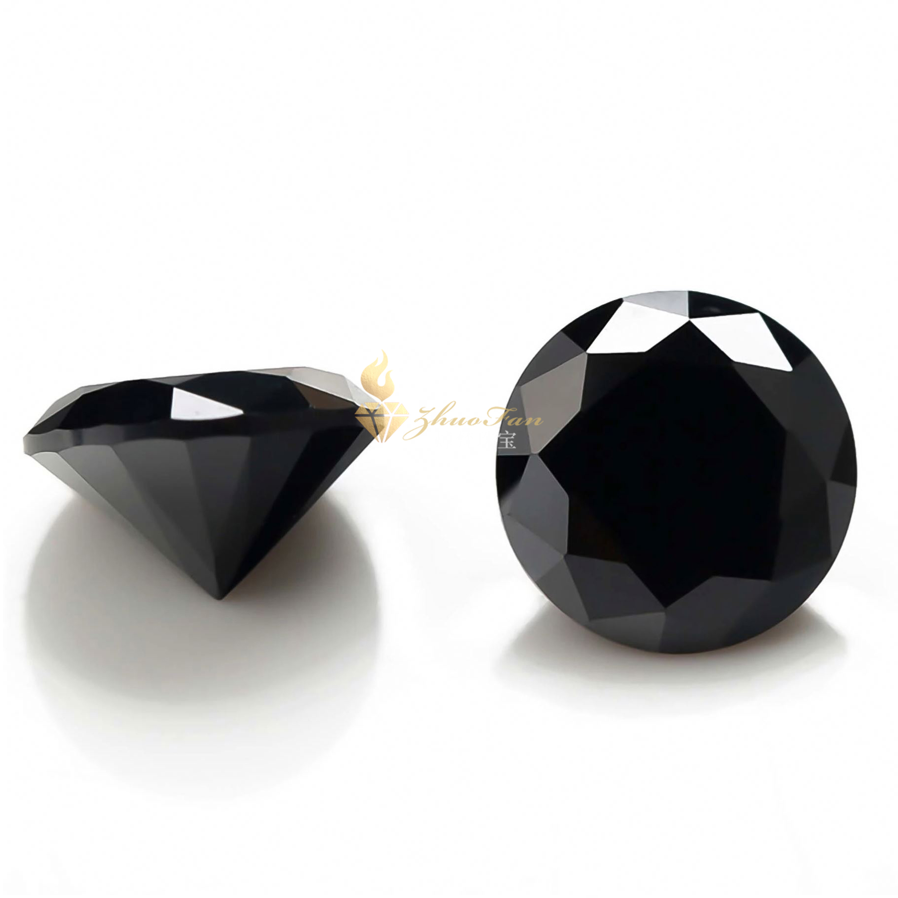 Synthetic Spinel Gemstones Black Color Round Shape