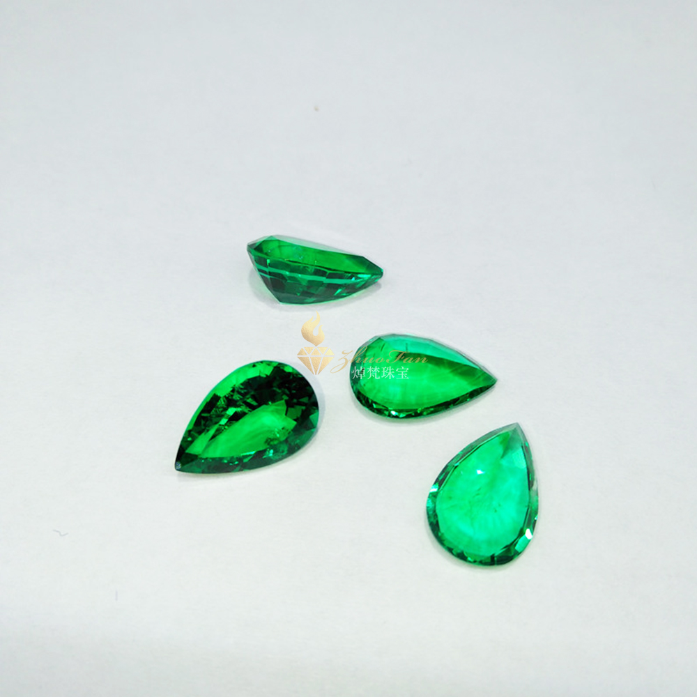 Lab Created Emerald Stones Colombia Green Pear Cut