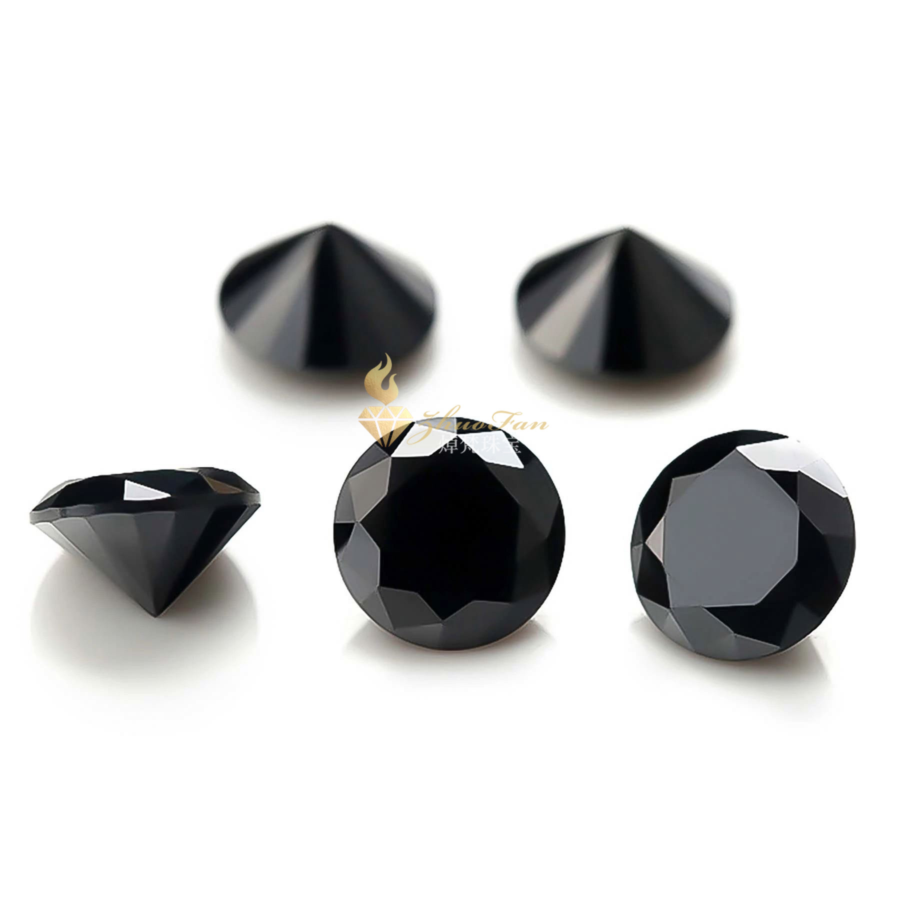 Synthetic Spinel Gemstones Black Color Round Shape