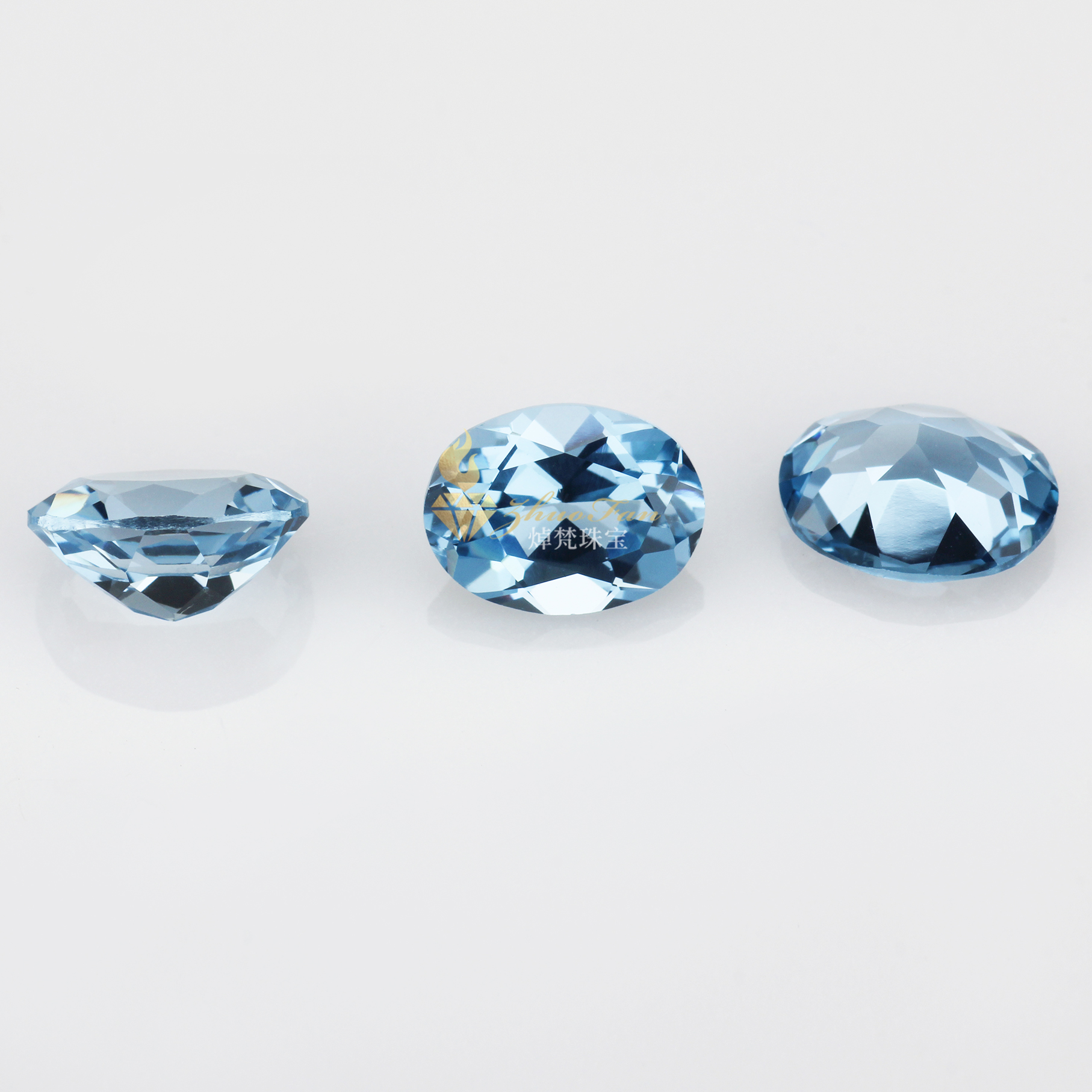 Lab Created Spinel Topaz Sky Blue#108 Oval Natural Cut